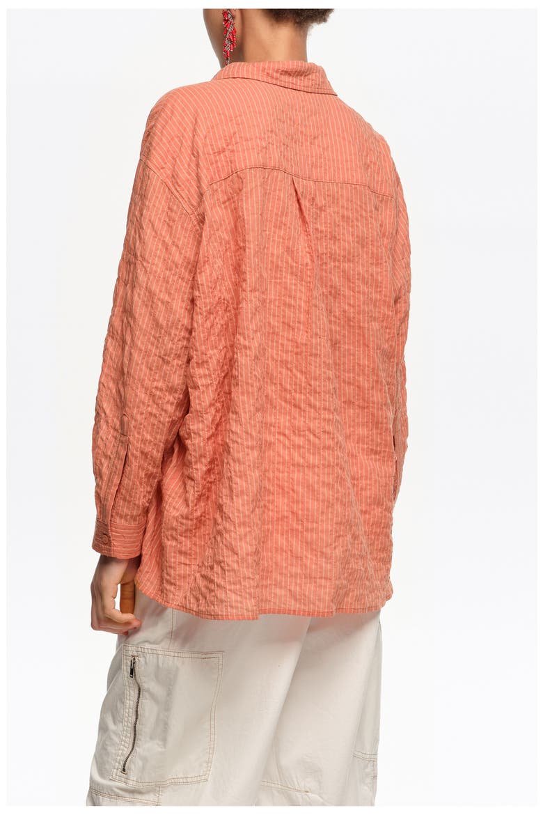 Embossed Cotton Shirt, Alternate, color, ORANGE