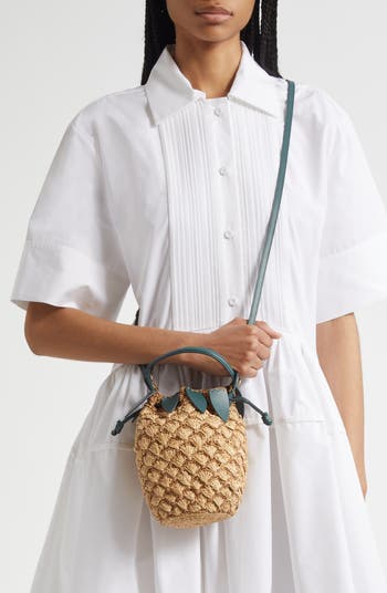 関税無☆ANYA HINDMARCH Raffia Pineapple CrossBody Bucket Bag Anya Hindmarch Raffia Pineapple Cross-Body Bucket Bag