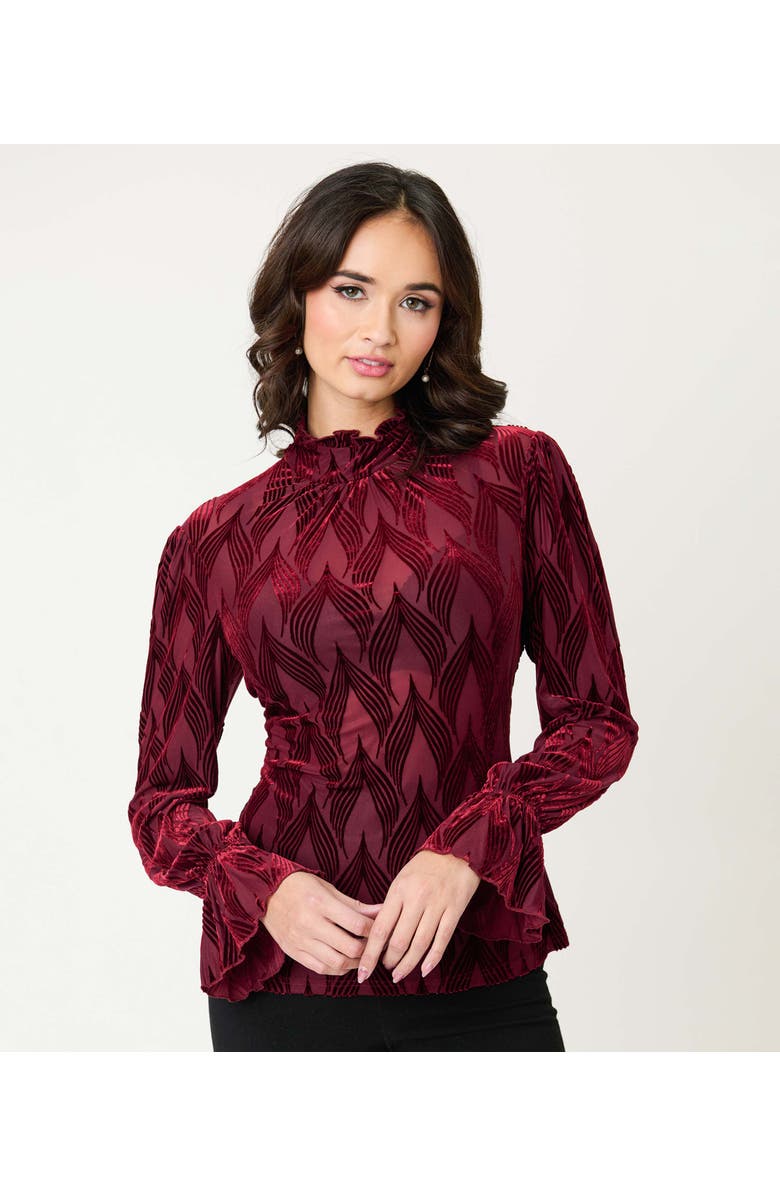 Unique Vintage Donna Blouse, Main, color, Burgundy Lace