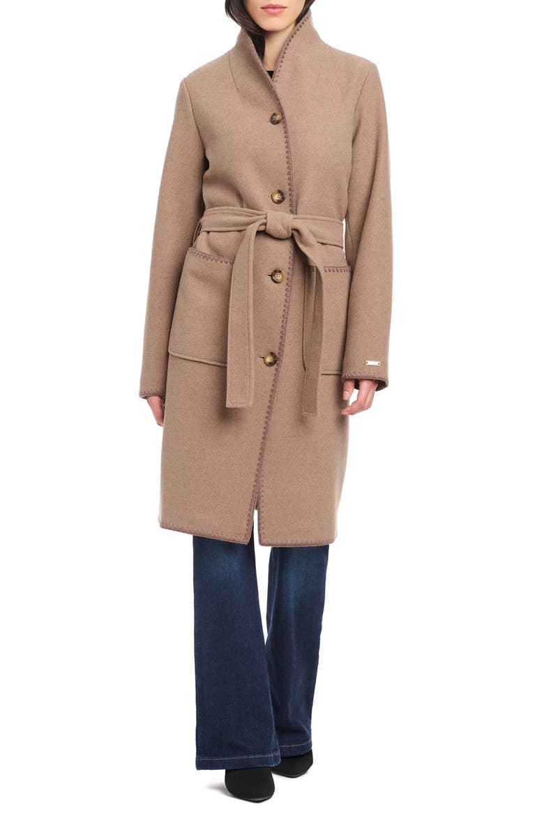 Whipstitched Soft Touch Coat, Main, color, HAZELNUT MELANGE