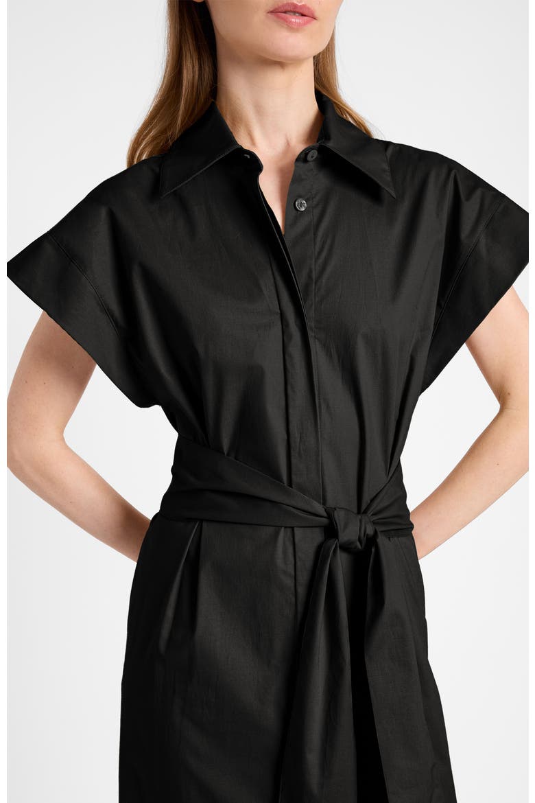 Nisa Cap Sleeve Poplin Shirt Dress, Alternate, color, Black