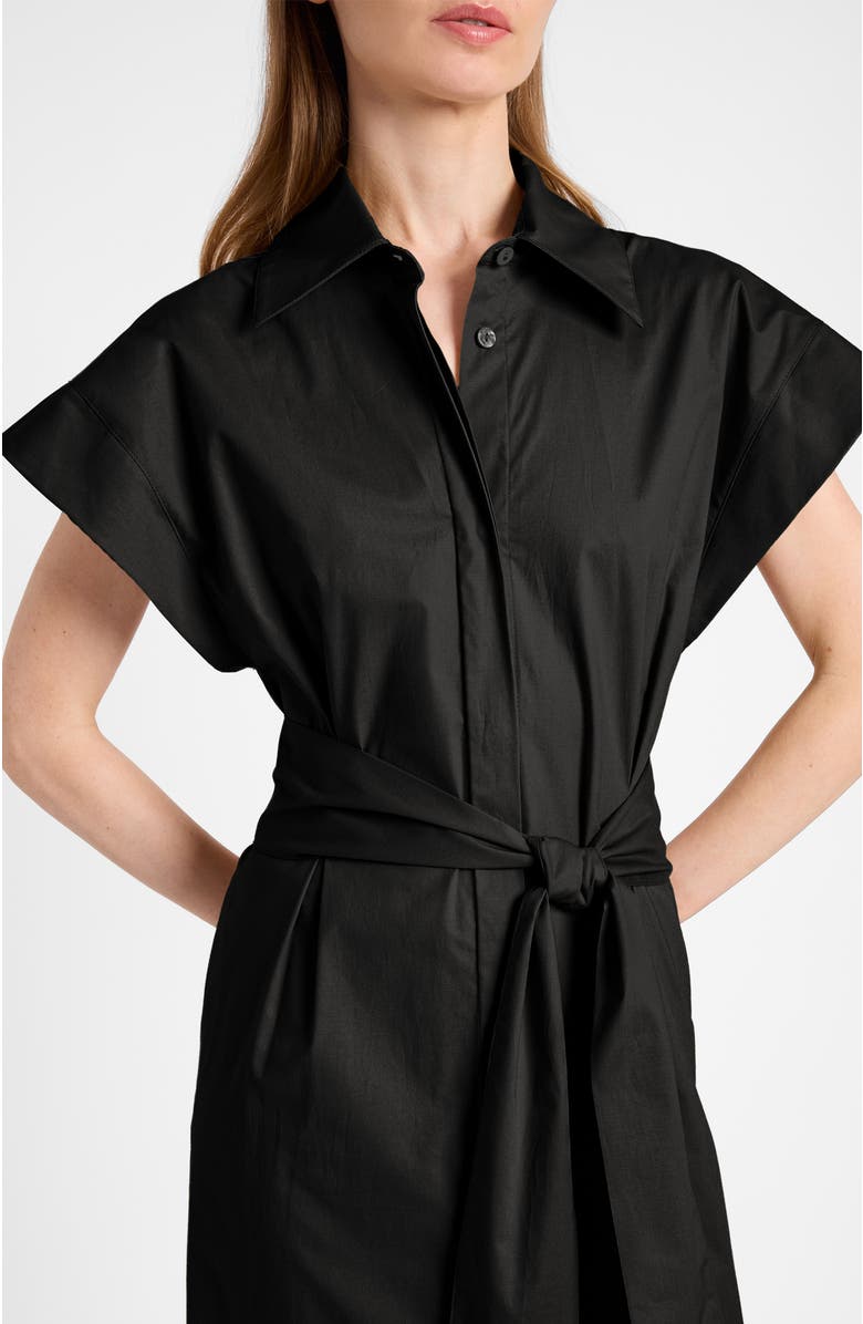 Santorelli Nisa Cap Sleeve Poplin Shirt Dress, Alternate, color, Black