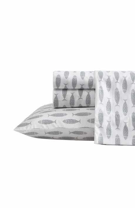 Nautica Woodblock Fish Twin Sheet Set