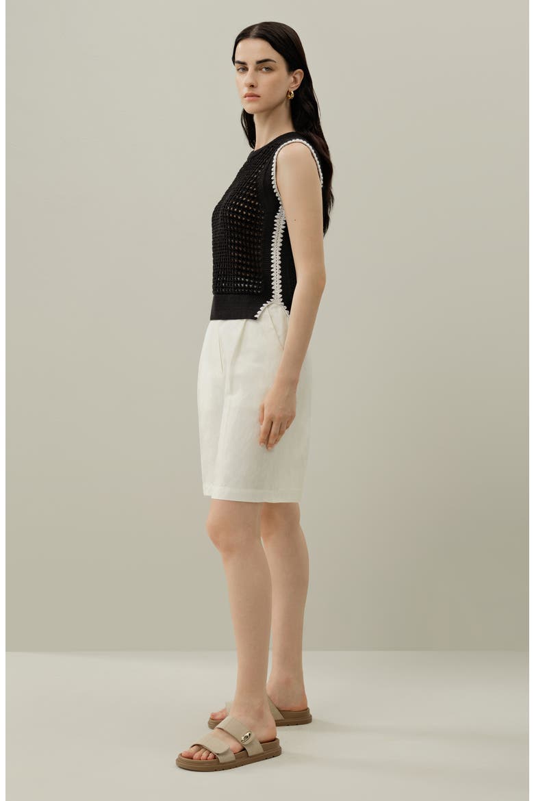 Women's Toscana Pointelle Embroidered Vest, Alternate, color, Black