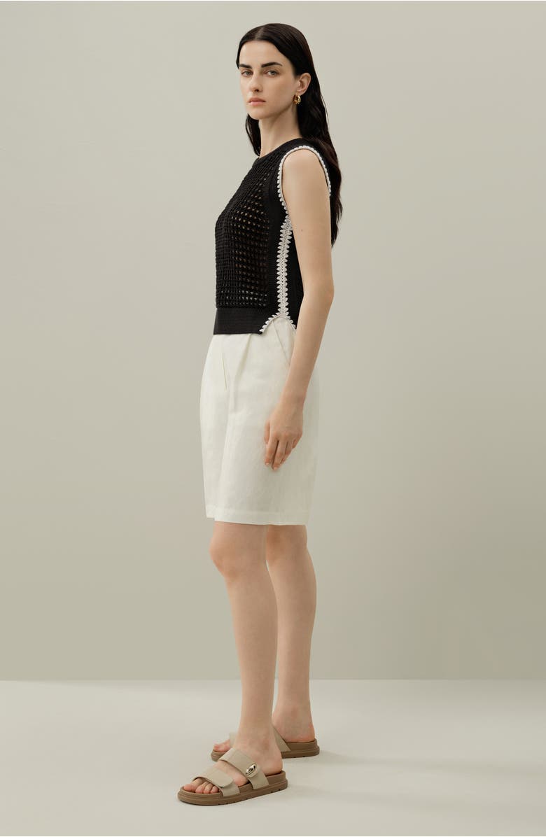 Lilysilk Toscana Pointelle Embroidered Vest, Alternate, color, Black