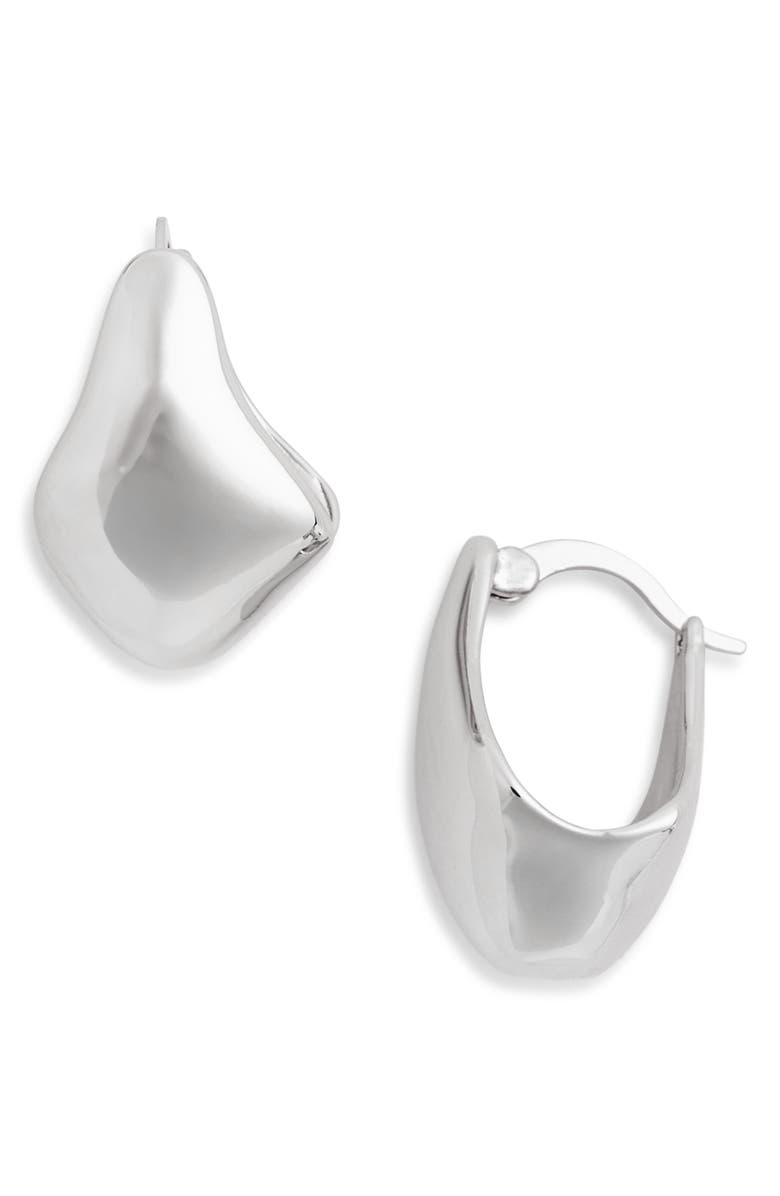 Sterling Forever Elise Polished Huggie Hoop Earrings, Main, color, Silver
