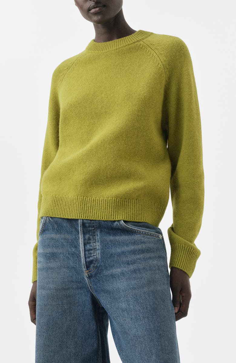 MANGO Selection Crewneck Raglan Sleeve Sweater, Main, color, Green