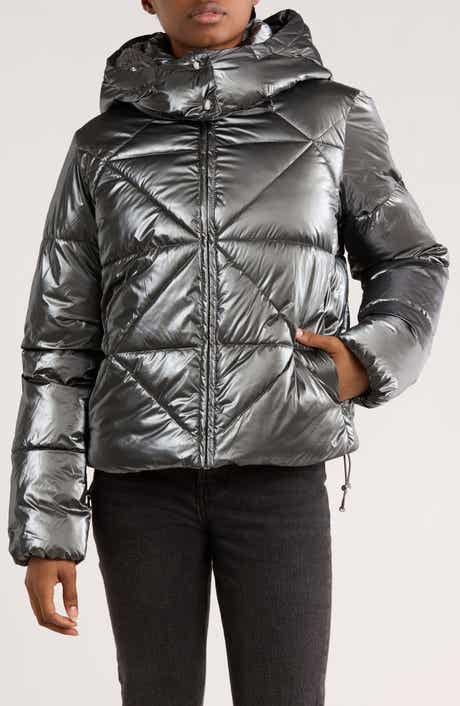 Sam Edelman Faux Shearling Lined Hood Crop Puffer Jacket