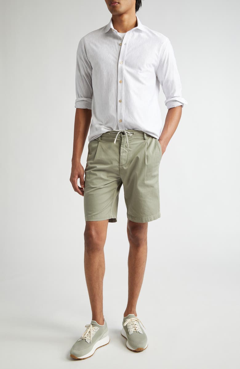 Eleventy Dandy Pinstripe Cotton Button-Up Shirt, Alternate, color, Light Melange Grey