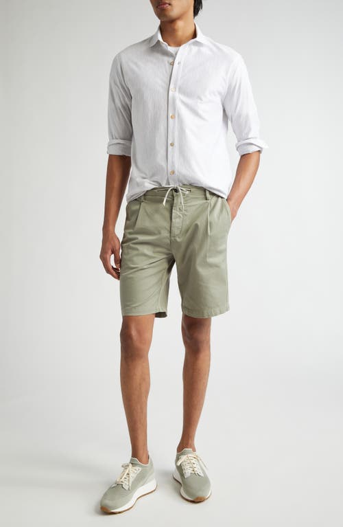 Shop Eleventy Dandy Pinstripe Cotton Button-up Shirt In Light Melange Grey