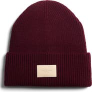 rag & bone Blake Logo Patch Wool Blend Rib Beanie