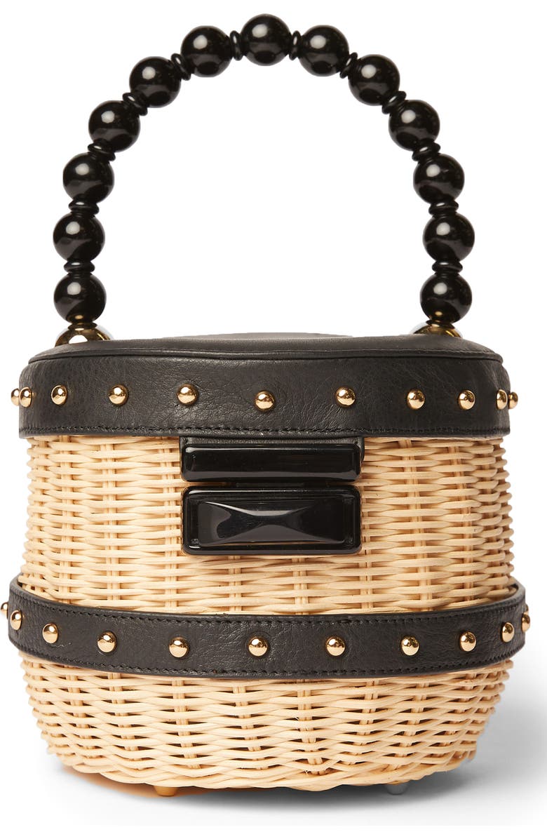 BTB Los Angeles Mason Straw
Leather Bucket Bag, Main, color,