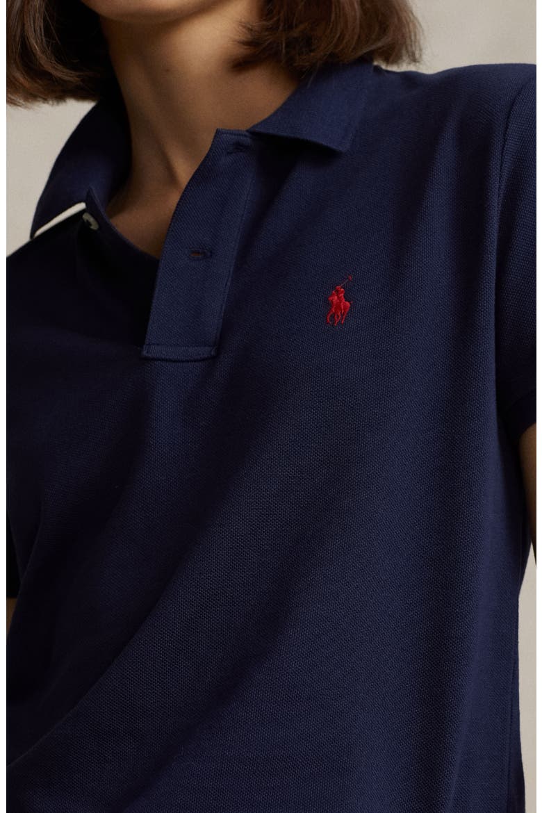Classic Fit Piqué Polo, Alternate, color, NEWPORT NAVY/ RED PP