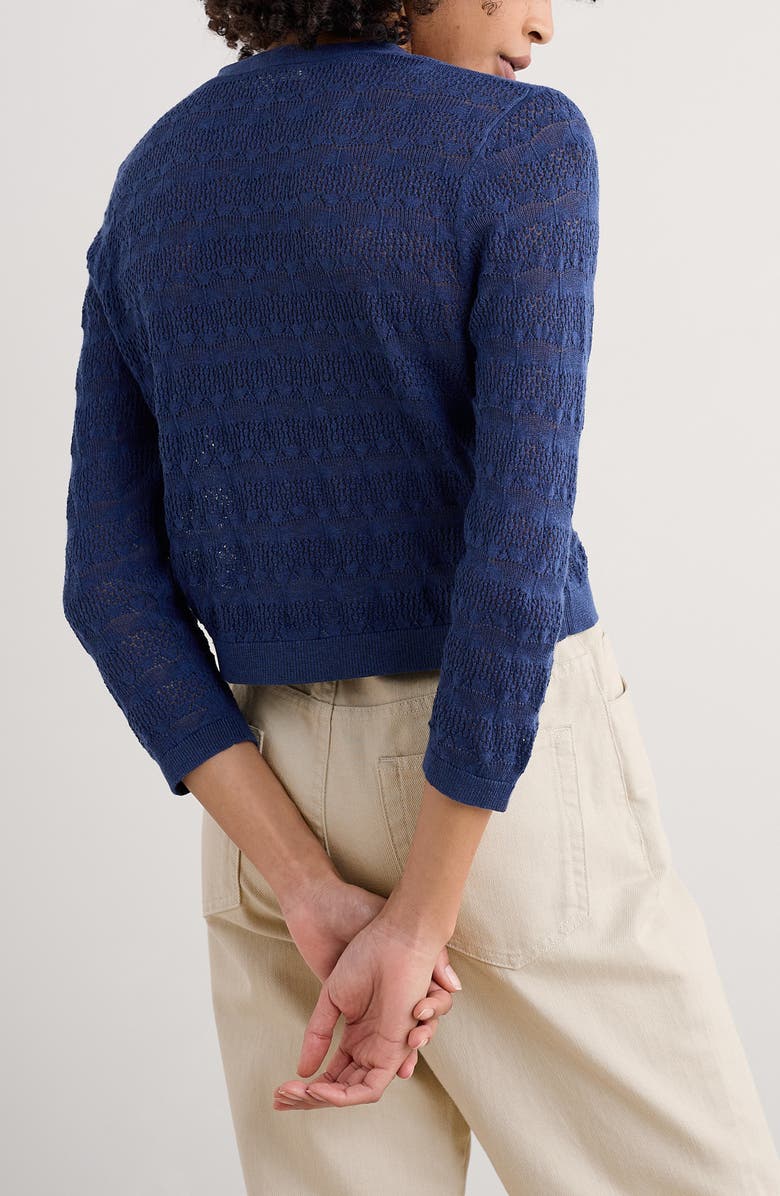 Seasalt Cornwall Sweet Day Pointelle Stitch Organic Cotton Cardigan, Alternate, color, Knit Melange Yacht