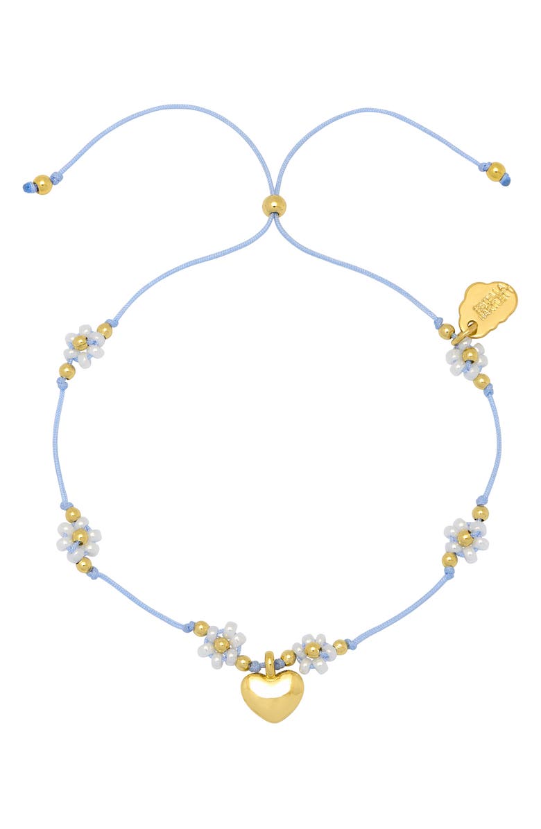 Estella Bartlett Louise Heart & Flower Beaded Slide Bracelet, Alternate, color, Gold