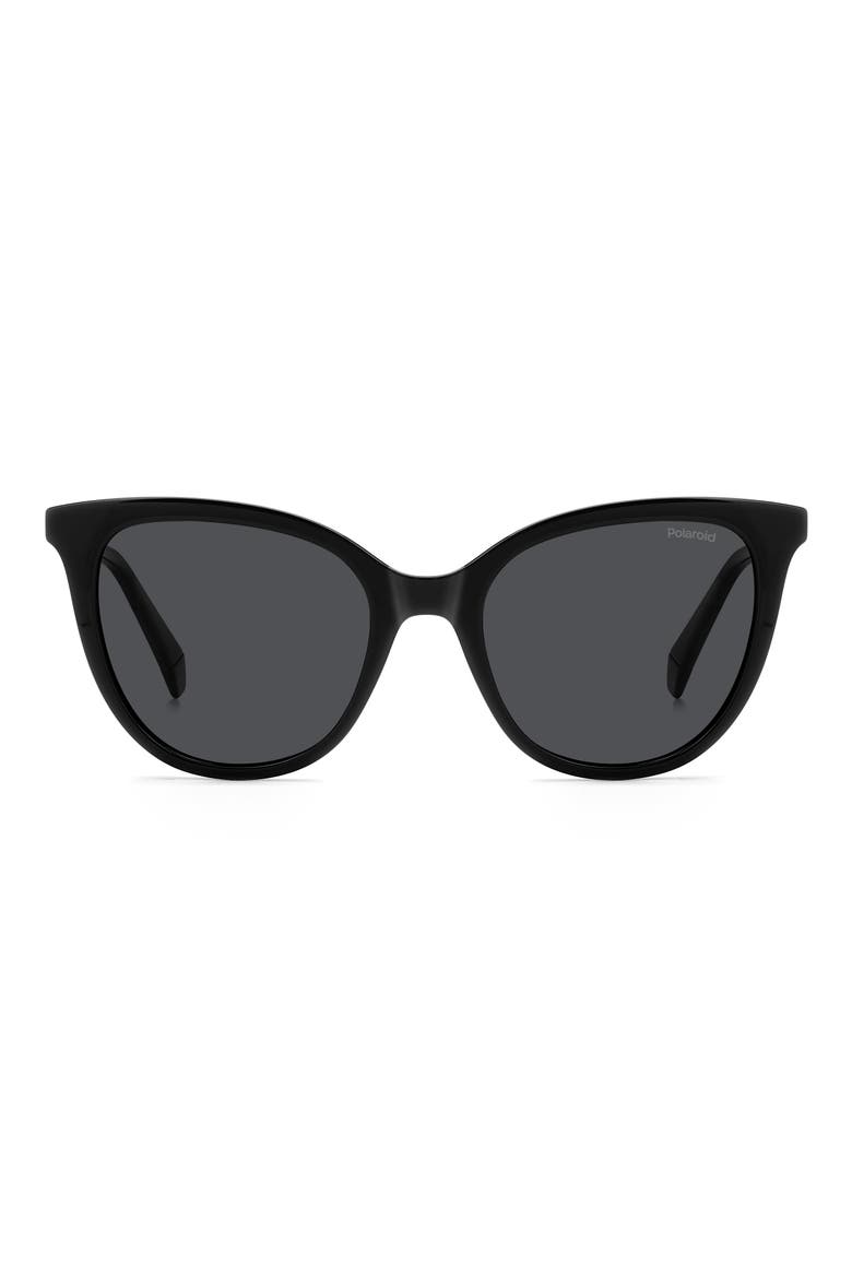 52mm Polarized Cat Eye Sunglasses, Main, color, BLACK/ GREY POLAR