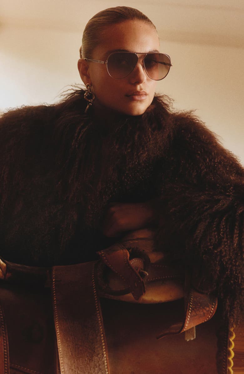 QUAY Open Tab 63mm Gradient Aviator Sunglasses, Alternate, color, Chocolate/ Brown Fawn