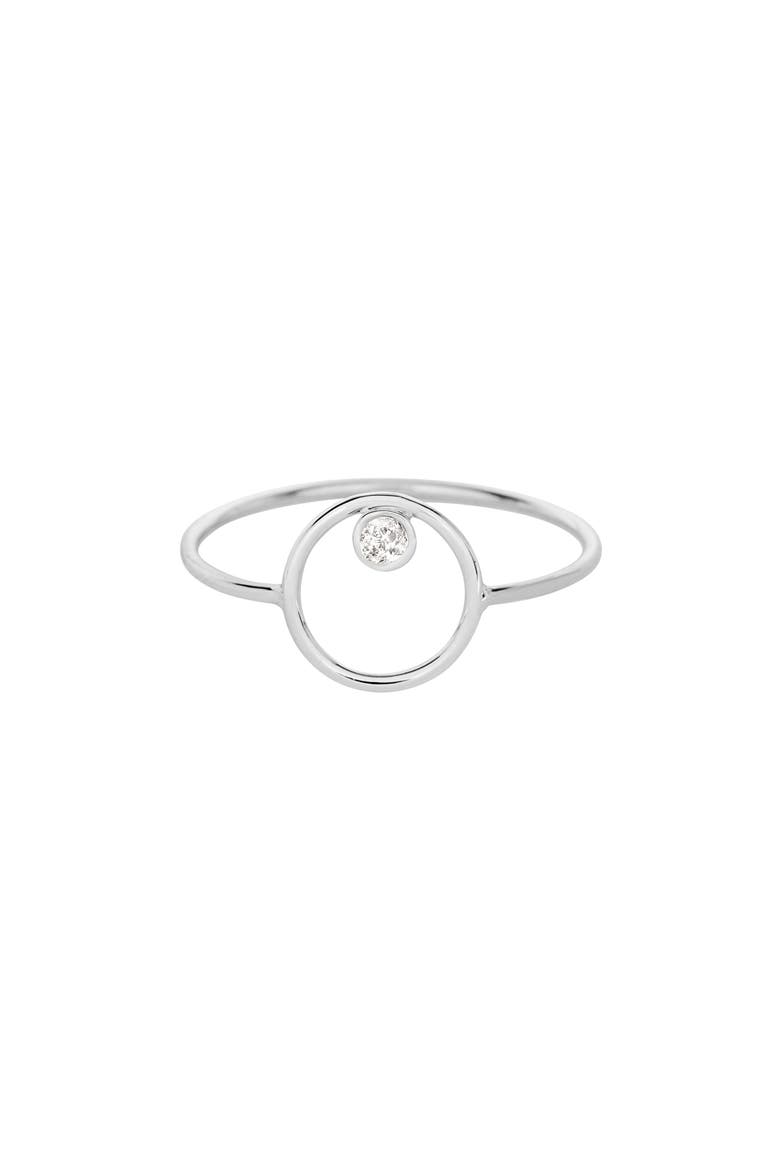 Open Circle Diamond Ring, Main, color, WHITE GOLD