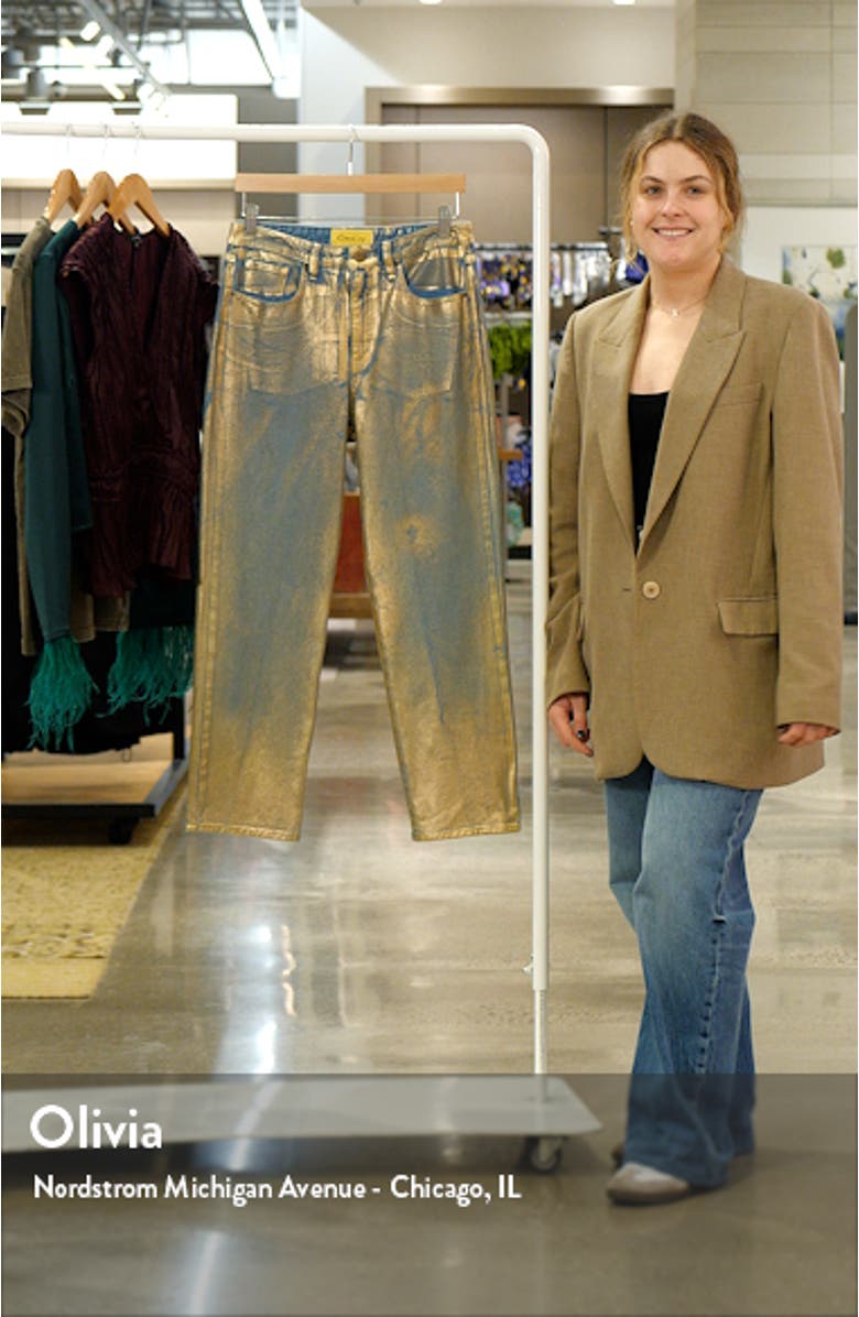 Metallic High Waist Straight Leg Jeans, sales video thumbnail