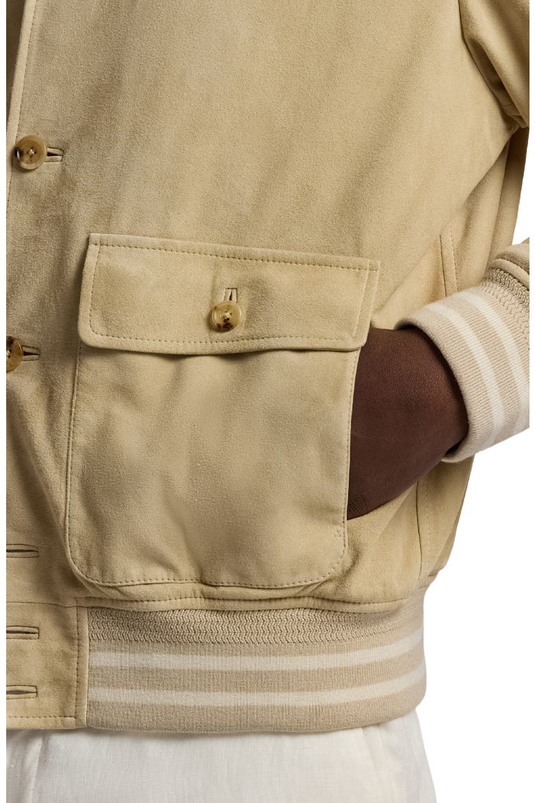 Insulated Lambskin Suede Bomber Jacket, Alternate, color, BEIGE
