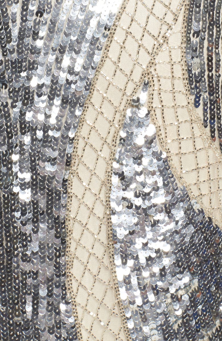 Mac Duggal Sequin Cap Sleeve Mesh Gown, Alternate, color,