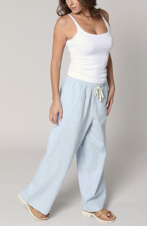 Leisure Lab Linen Palazzo Pant In Blue
