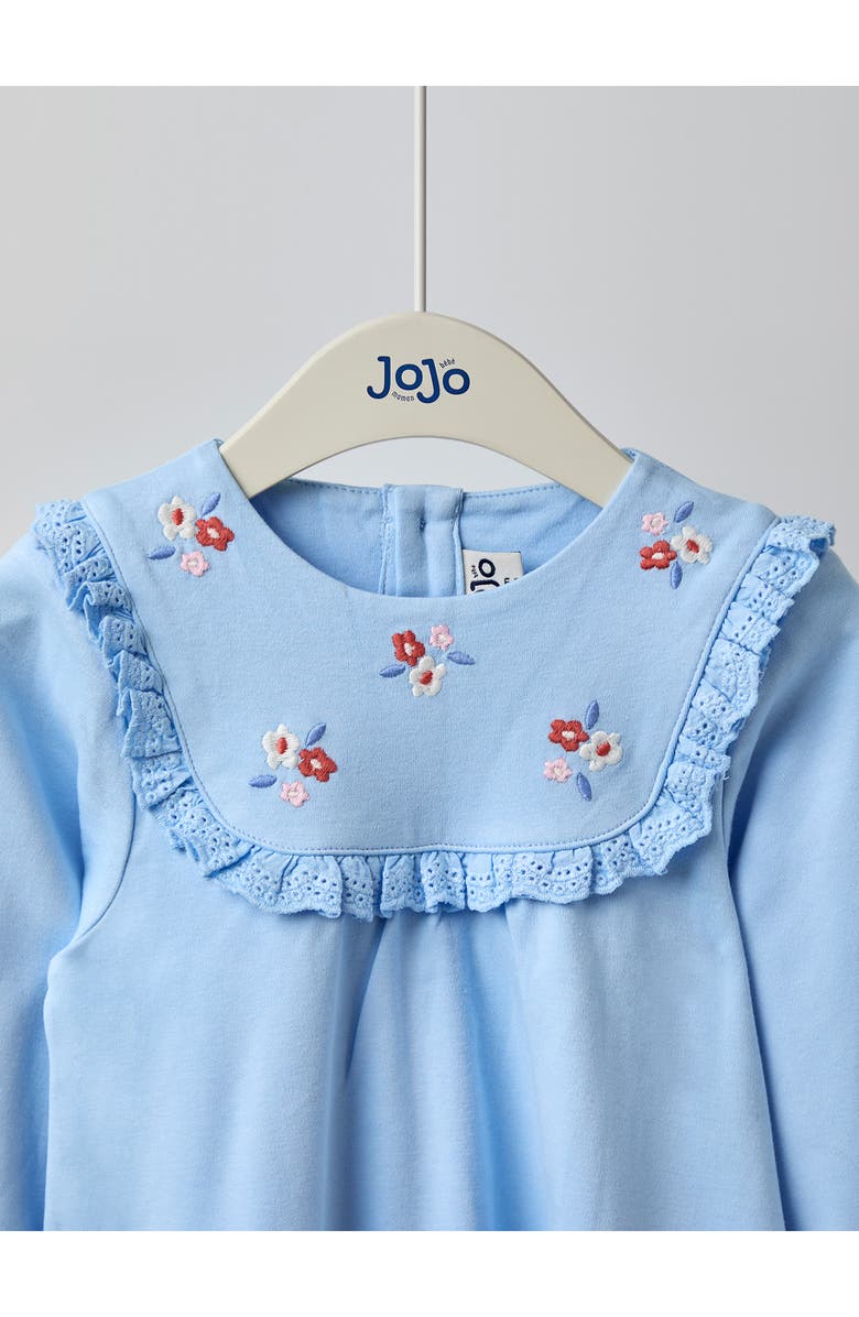 JOJO MAMAN BEBE Kids' Mouse & Teacup Appliqué Long Sleeve Cotton Party Dress, Alternate, color, Blue