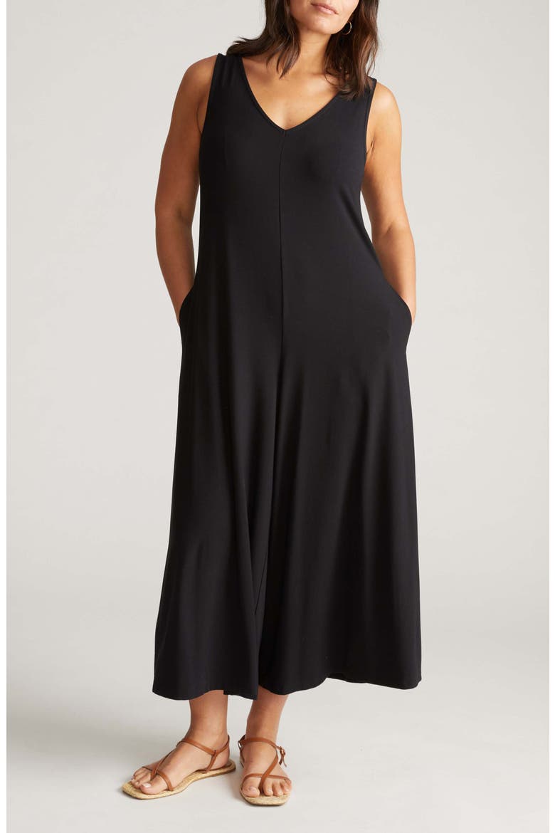 Sunny Divine Sleeveless Wide Leg Jumpsuit, Main, color, BLACK