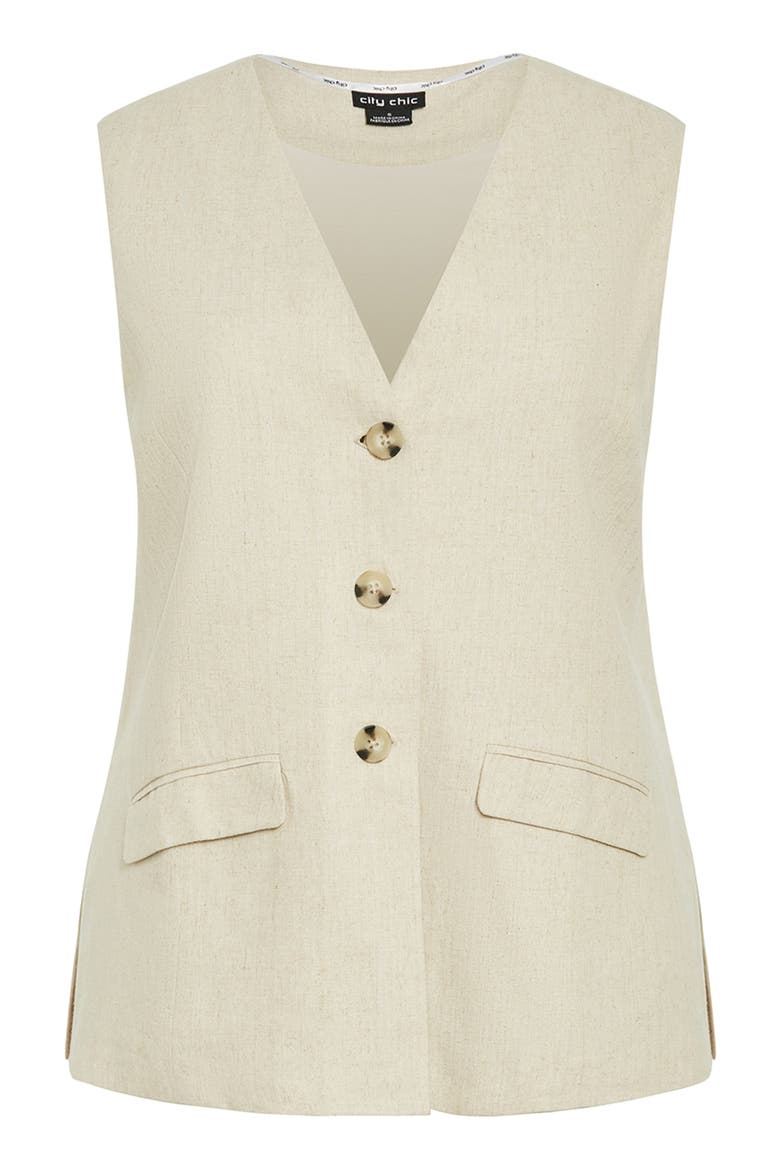 Nala Linen Blend Vest, Alternate, color, STONE