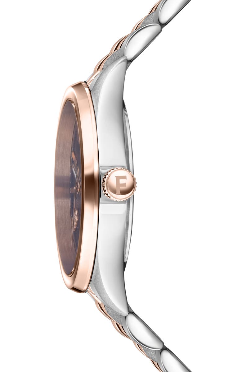 FERRAGAMO Classic Two-Tone Guilloche Dial Bracelet Watch, 38mm, Alternate, color, Two Tone Blue