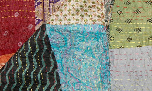 Taj Hotel Kantha Silk Throw Blanket In Multi 5