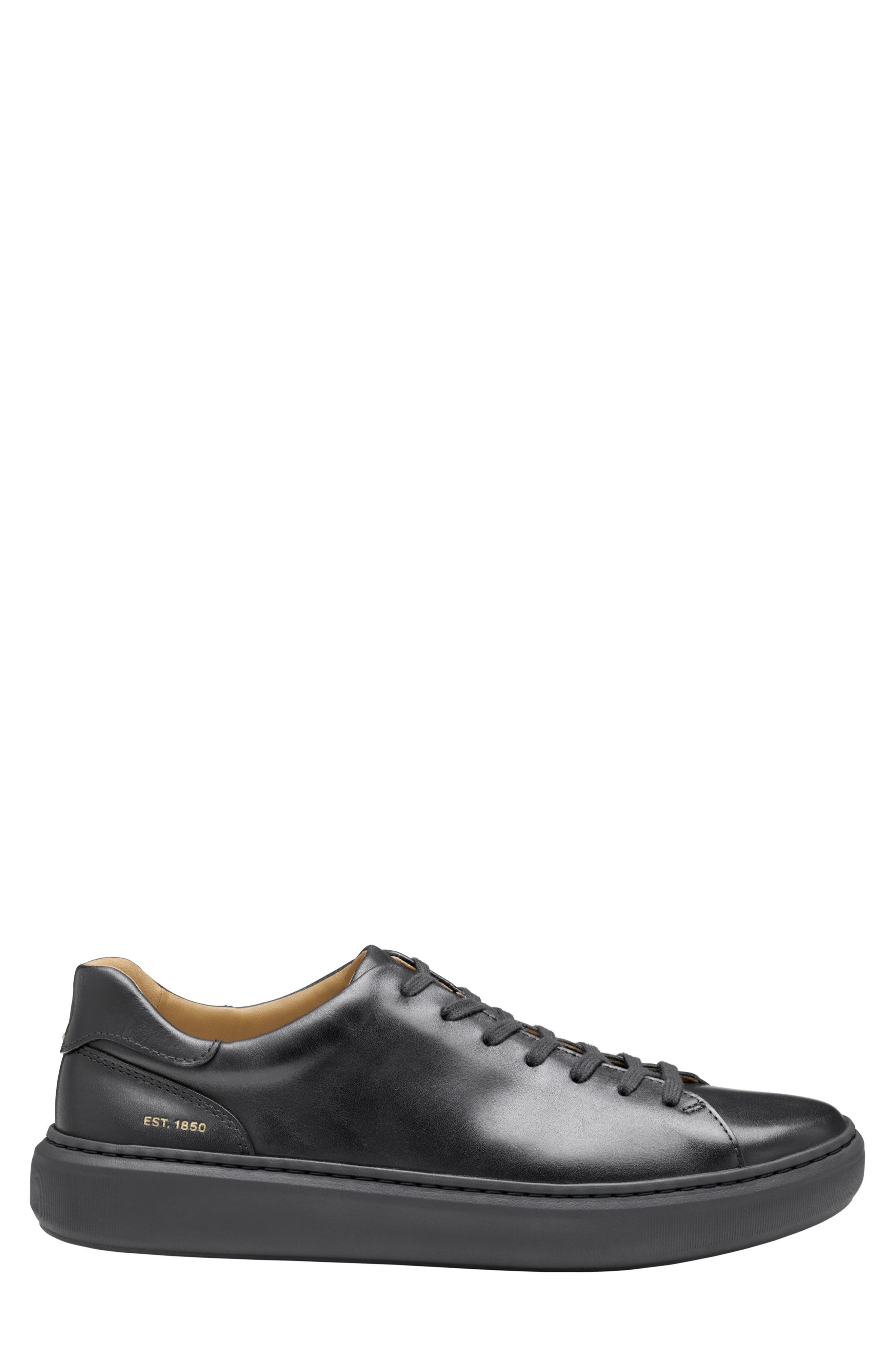 Johnston &amp; Murphy Anders Low Top Sneaker, Alternate, color, Black Full Grain
