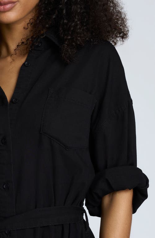 Kenneth Cole Long Sleeve Button Front Easy Fit Denim Romper In Black