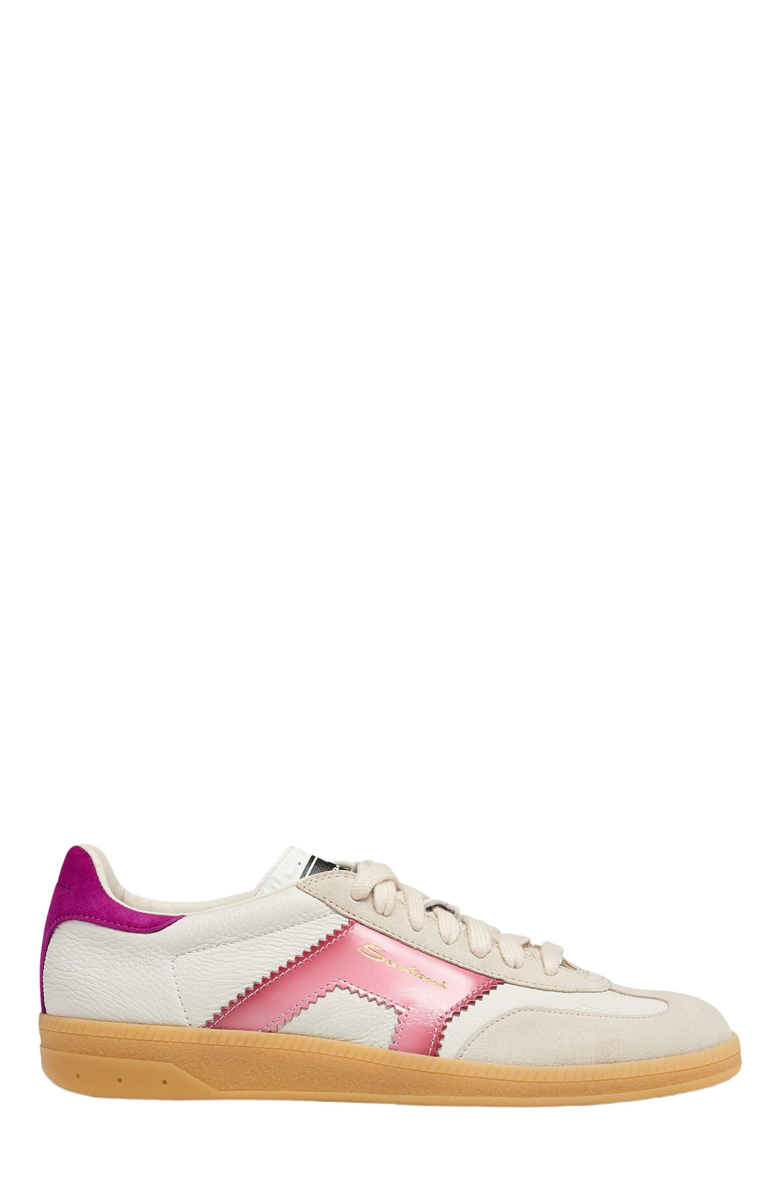Santoni Women's leather and suede DBS Oly sneaker, Main, color, Purple