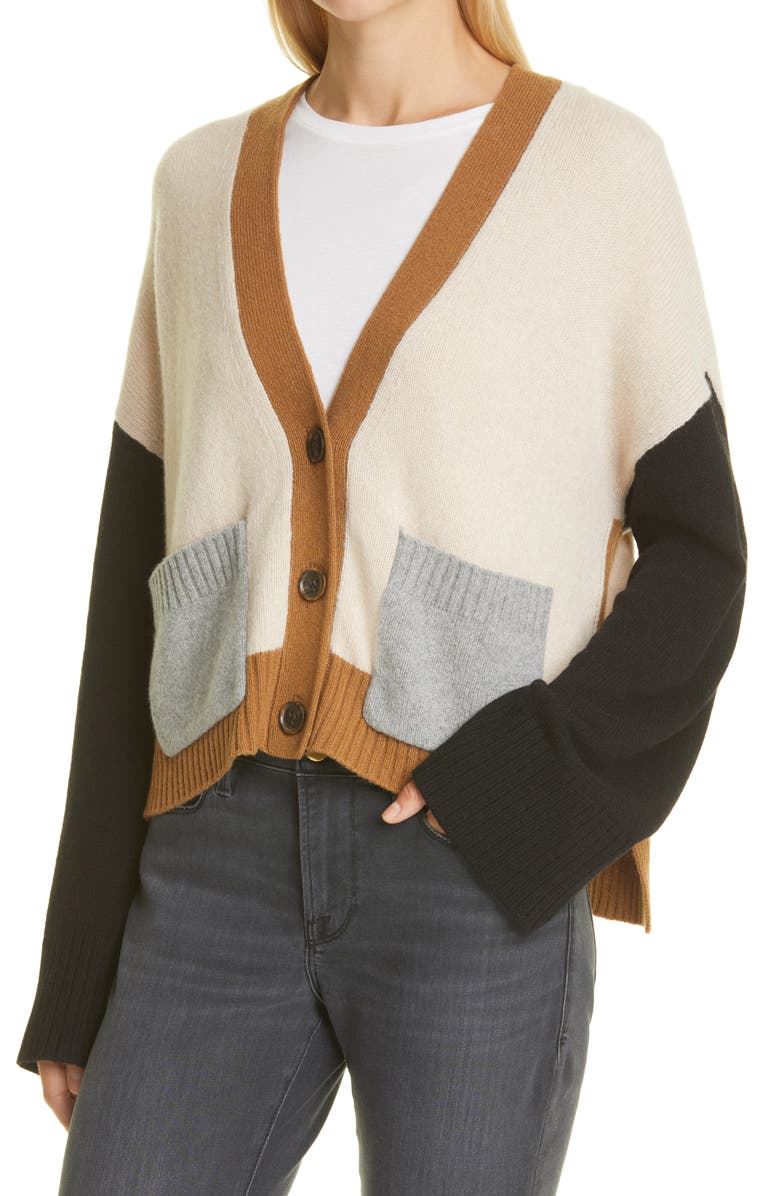FRAME Colorblock Cashmere Cardigan, Alternate, color, 