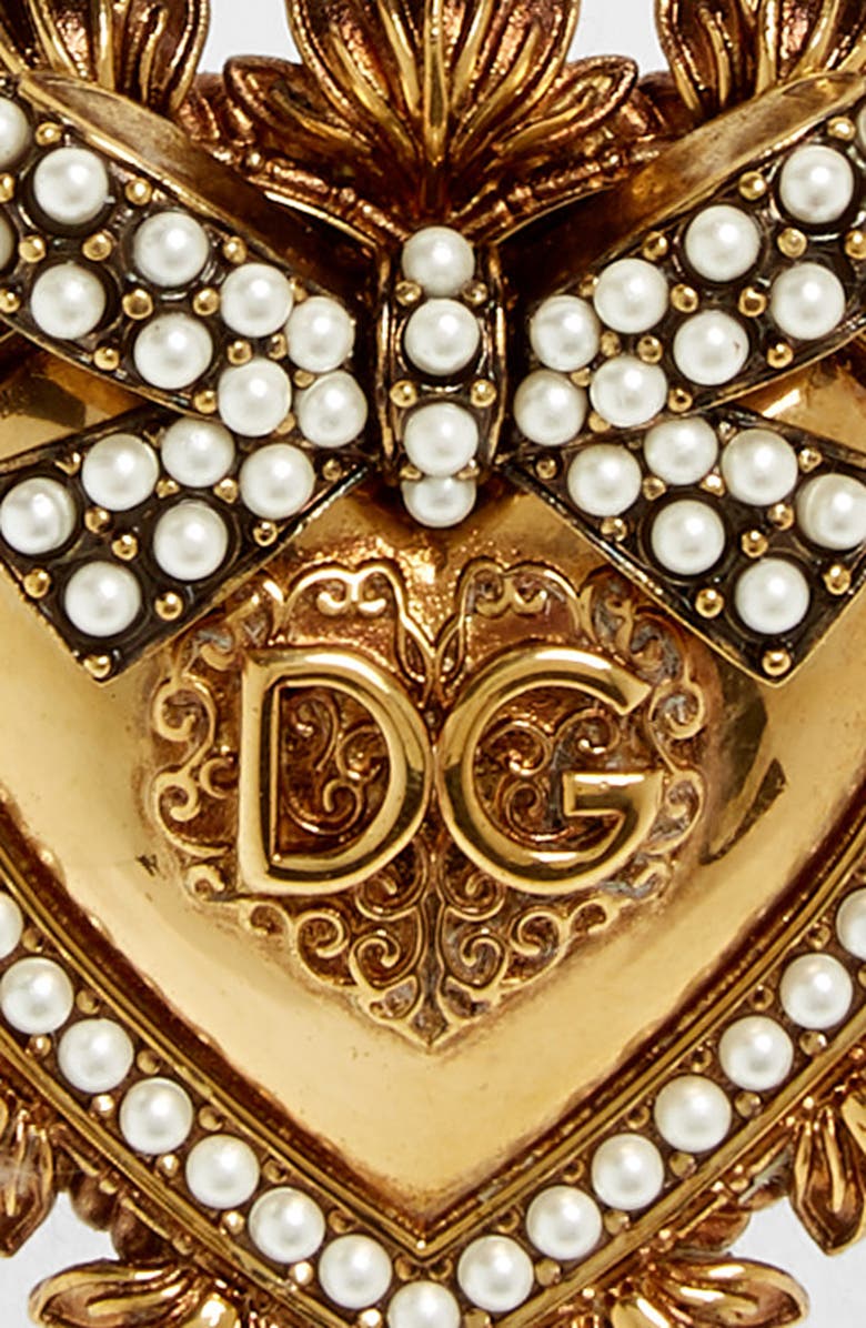 Dolce&Gabbana Devotion Logo Heart Buckle Leather Belt, Alternate, color, 