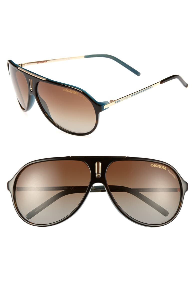 'Hot' 64mm Sunglasses, Main, color, BROWN/ BLUE
