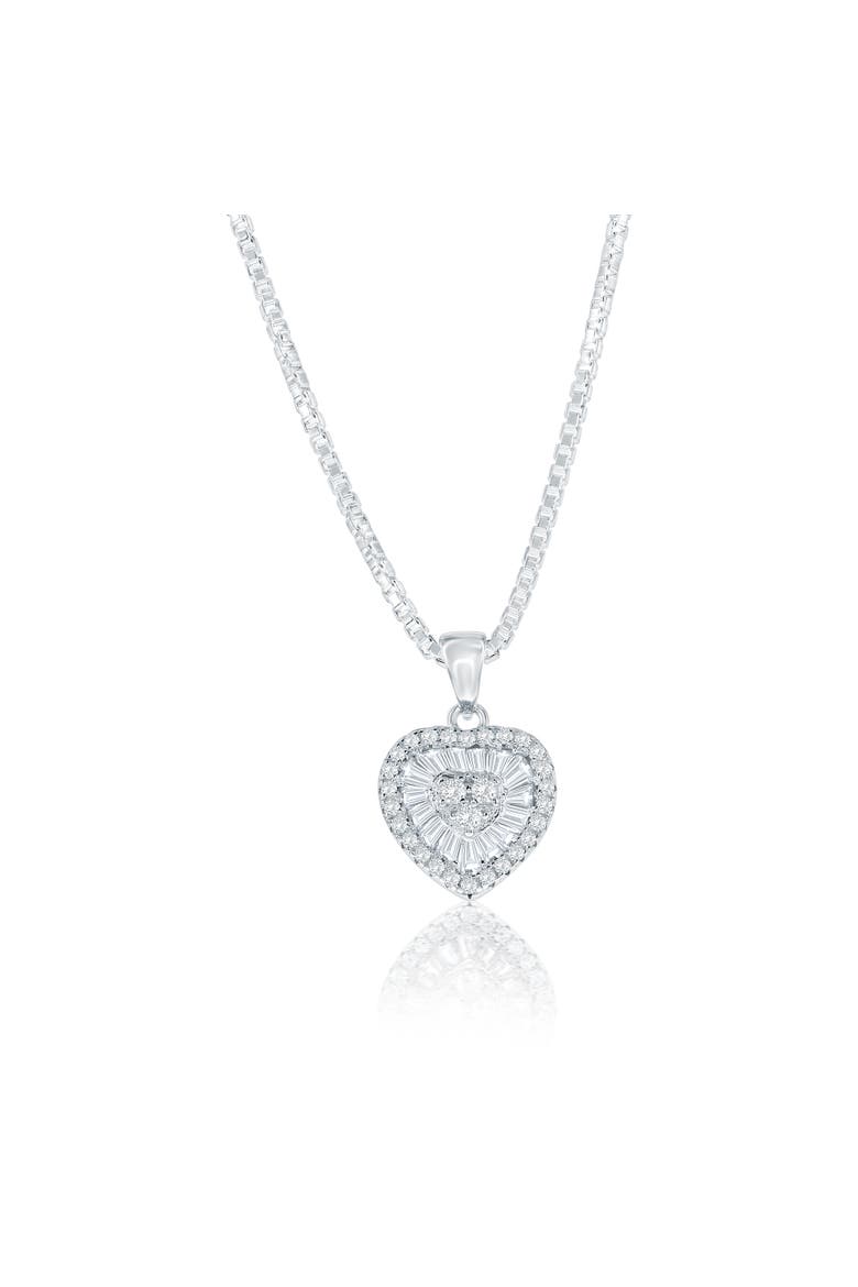 Crystal Halo Heart Necklace, Main, color, Silver