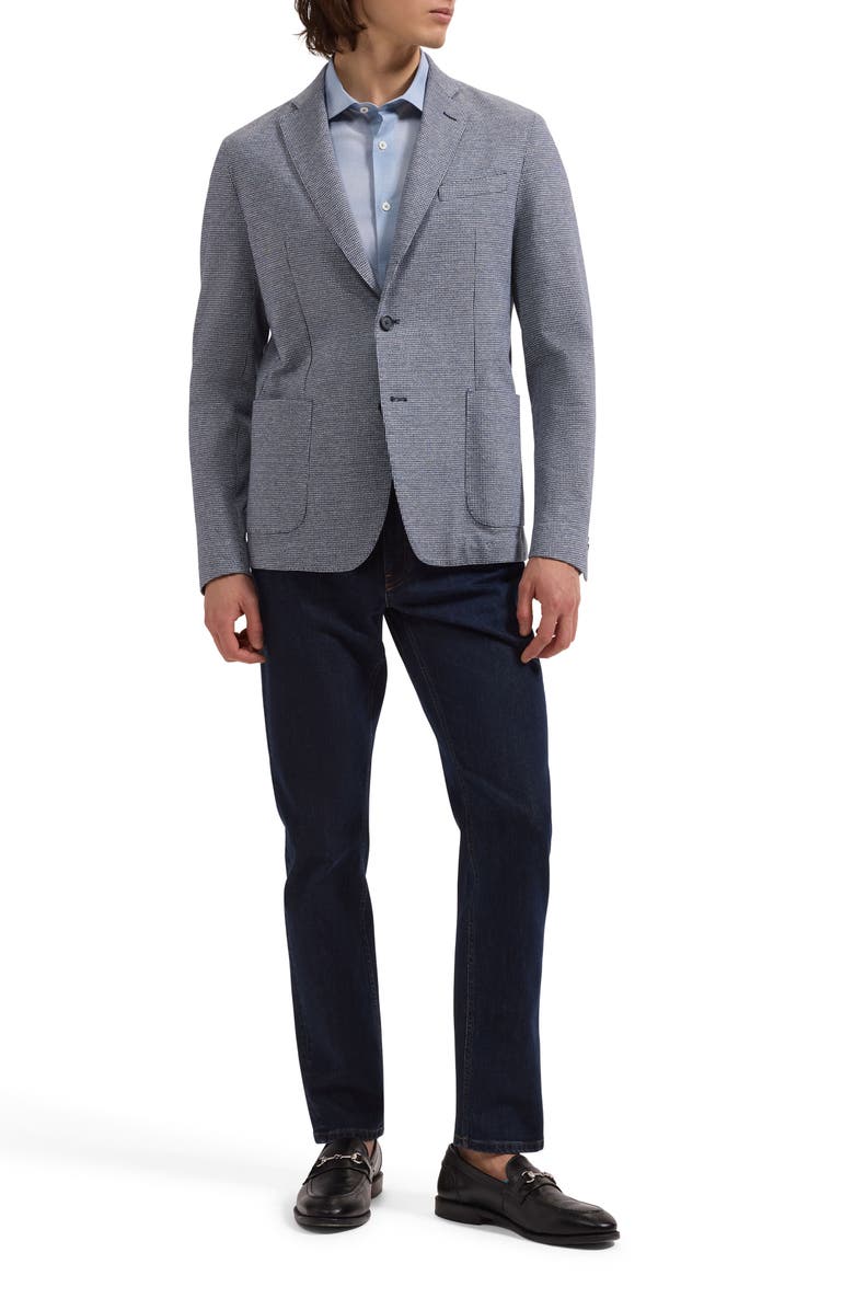 Bugatchi Micro Houndstooth Check Knit Cotton & Linen Sport Coat, Alternate, color, Navy