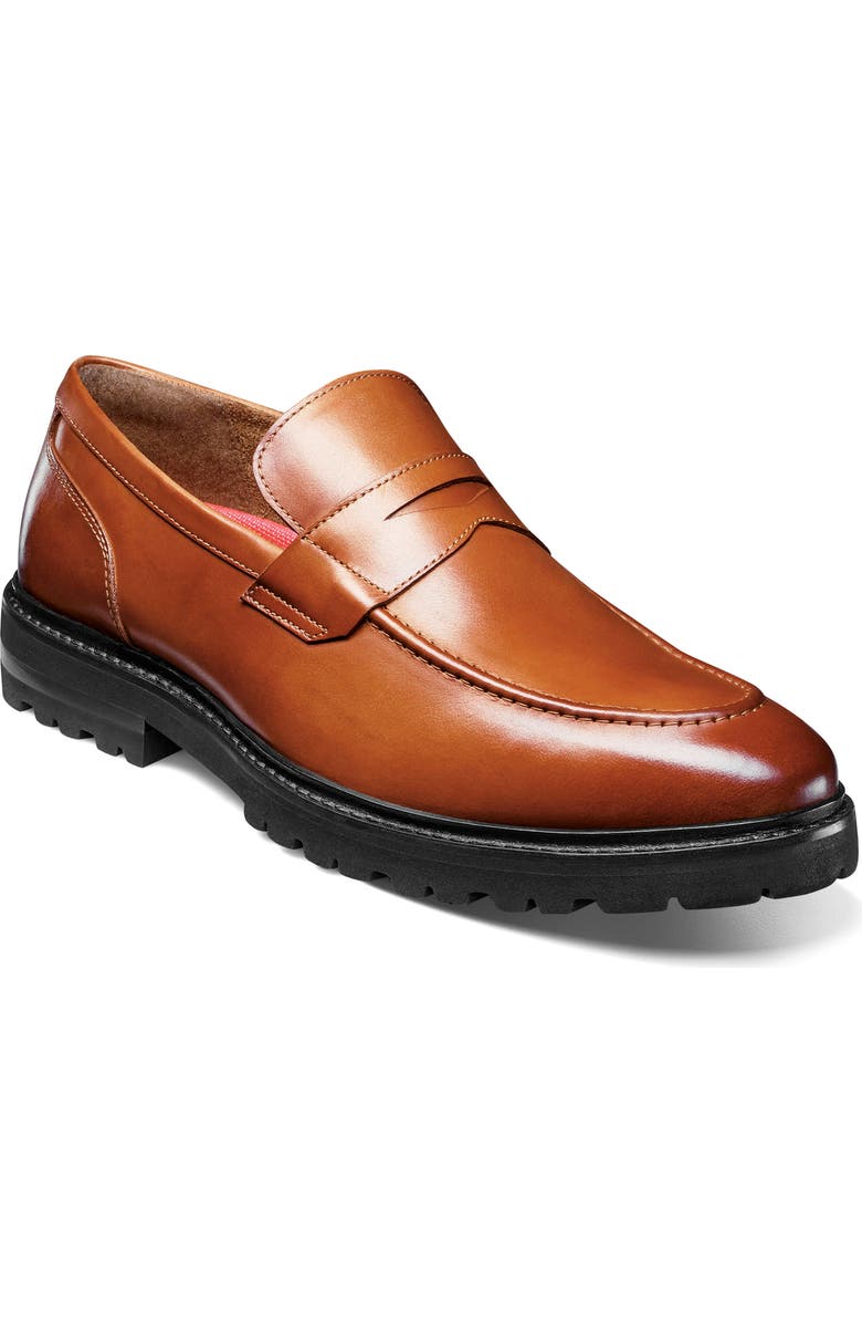 Stacy Adams Hazleton Apron Toe Lugged Penny Loafer, Main, color, Tan