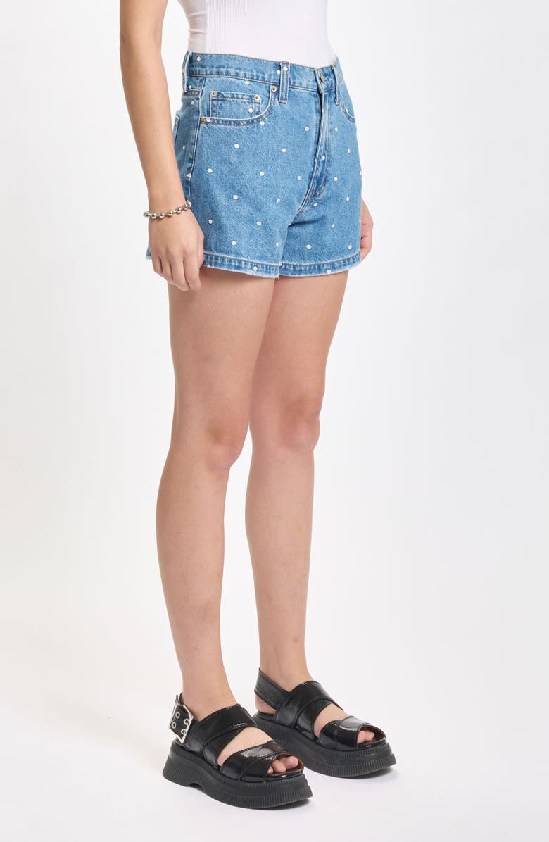 DAZE The Knockout Polka Dot High Waist Denim Shorts, Alternate, color, Full Circle