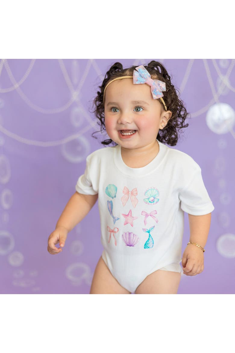 Mermaid Cutie Short Sleeve Romper, Alternate, color, White