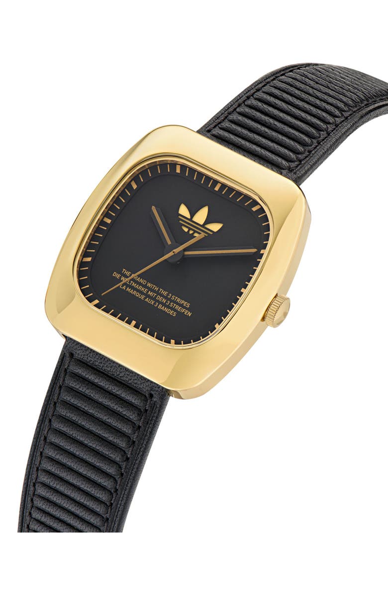 adidas Retro Wave One Leather Strap Watch, 37mm, Alternate, color,
