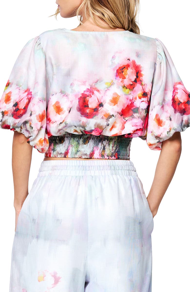 CIEBON Emel Floral Puff Sleeve Top, Alternate, color, Dove