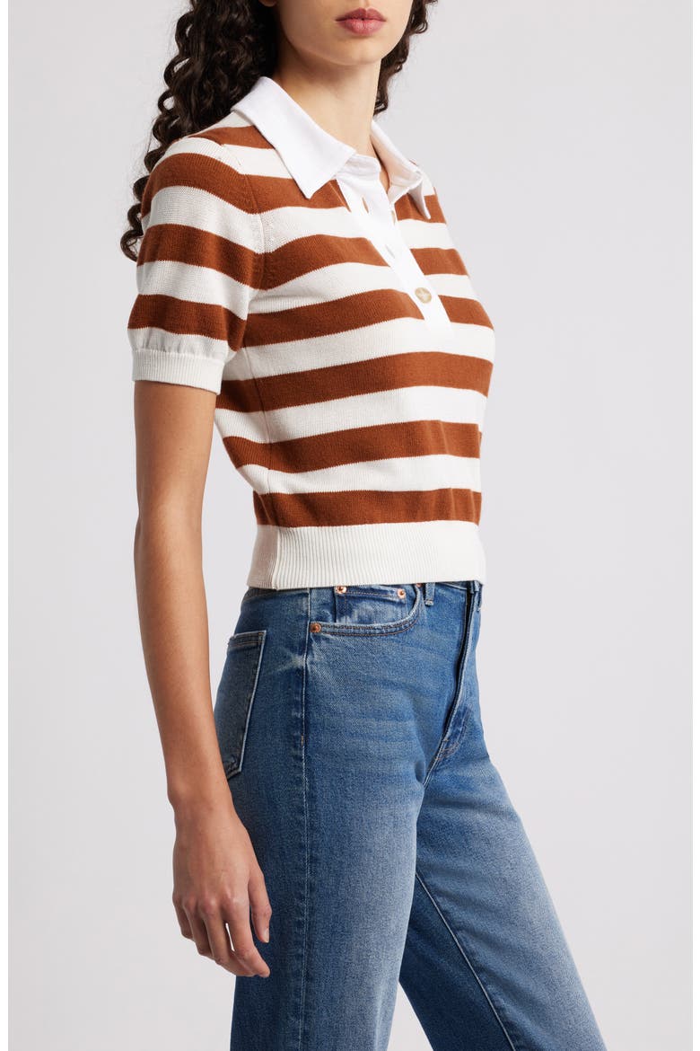 The Bold Stripe Cashmere & Cotton Polo, Alternate, color, CHESTNUT MULTI