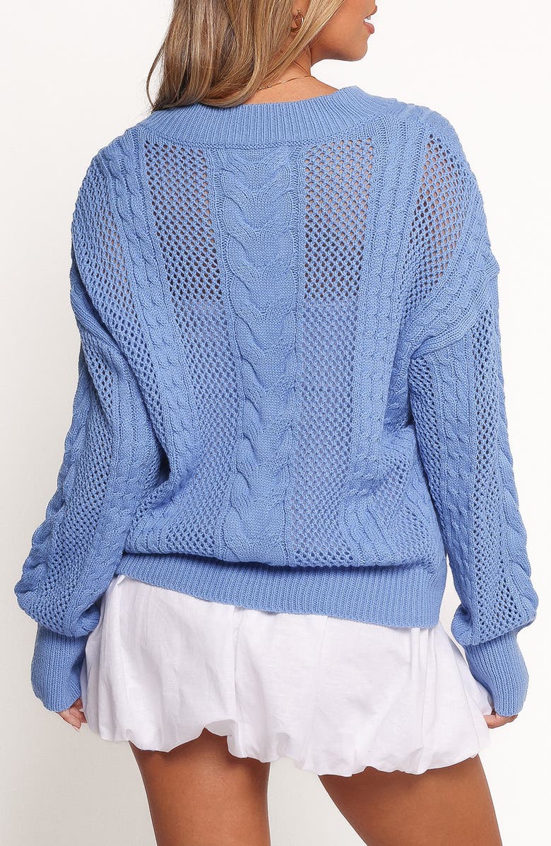 Petal & Pup Janie Mixed Open Stitch Sweater, Alternate, color, Blue