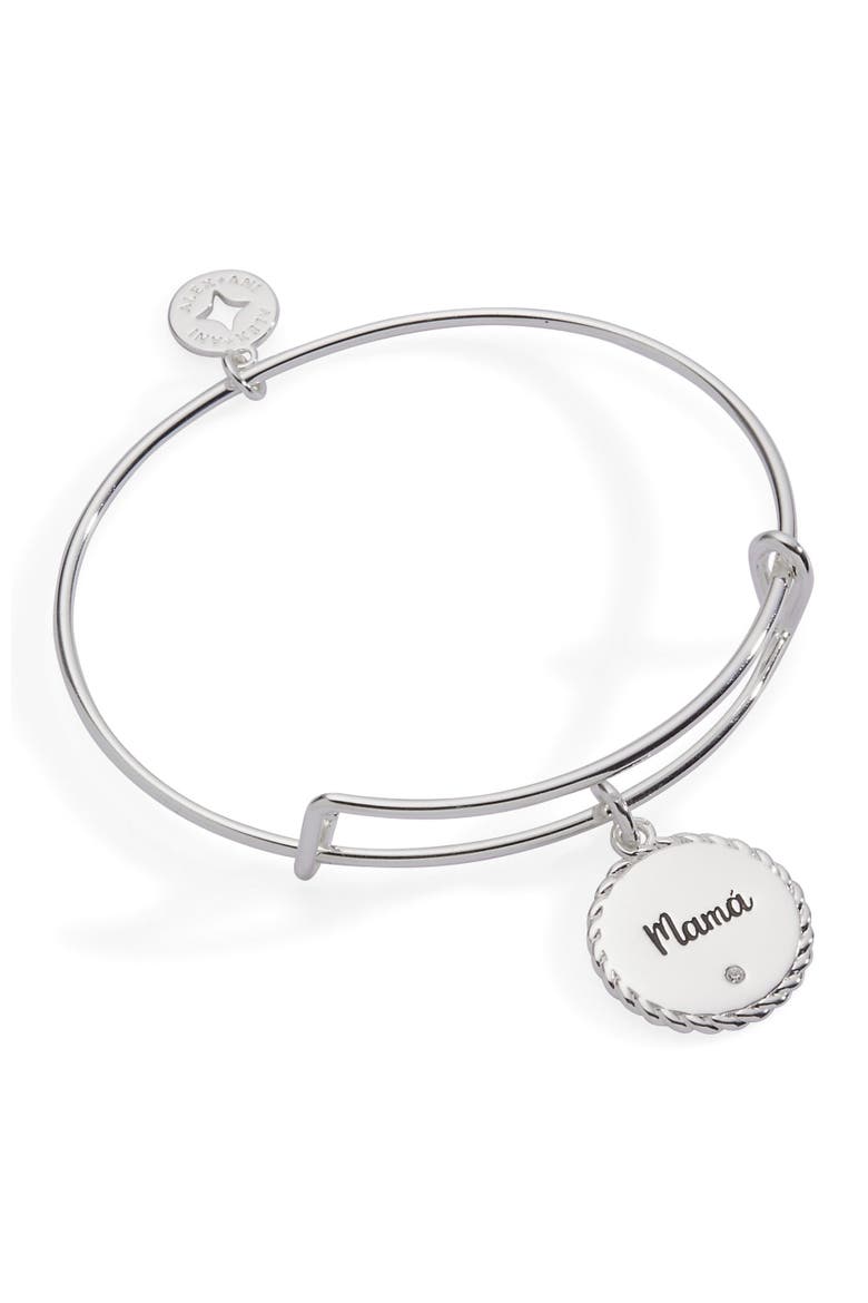 Mamá Charm Bangle Bracelet, Main, color, Silver
