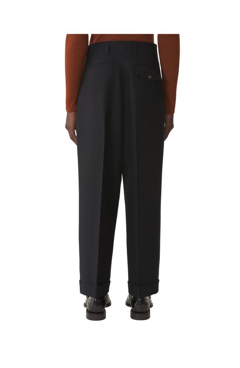 Lanvin Wide-Leg Flannel Pants in Woven Virgin Wool, Alternate, color, Black