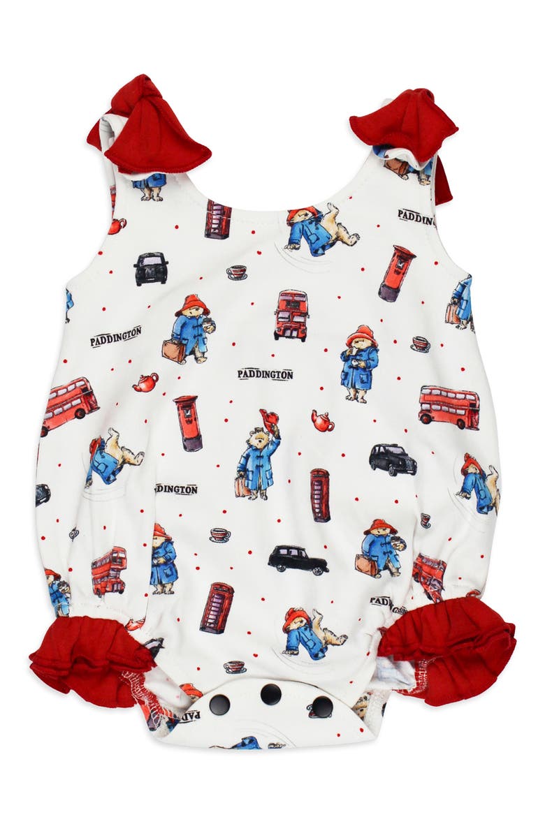 Paddington Bear Print Organic Cotton Bodysuit, Main, color, LONDON PADDINGTON