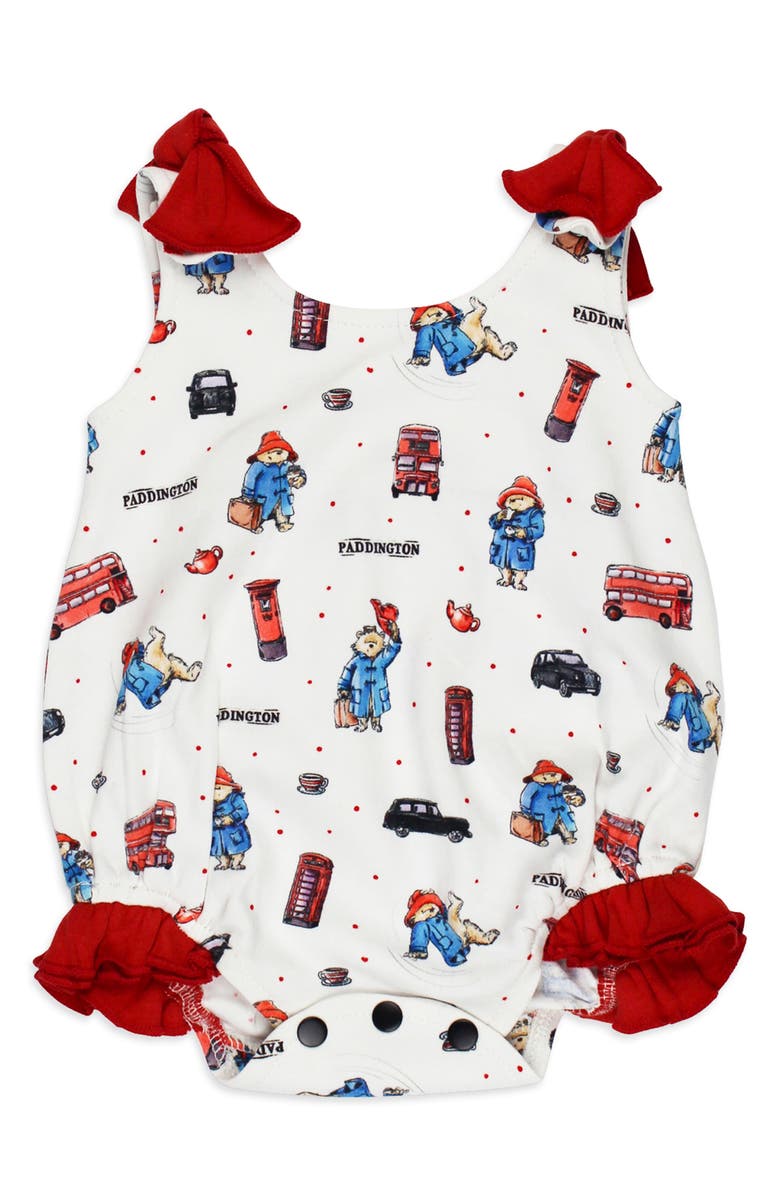 L'ovedbaby Paddington Bear Print Organic Cotton Bodysuit, Main, color, London Paddington